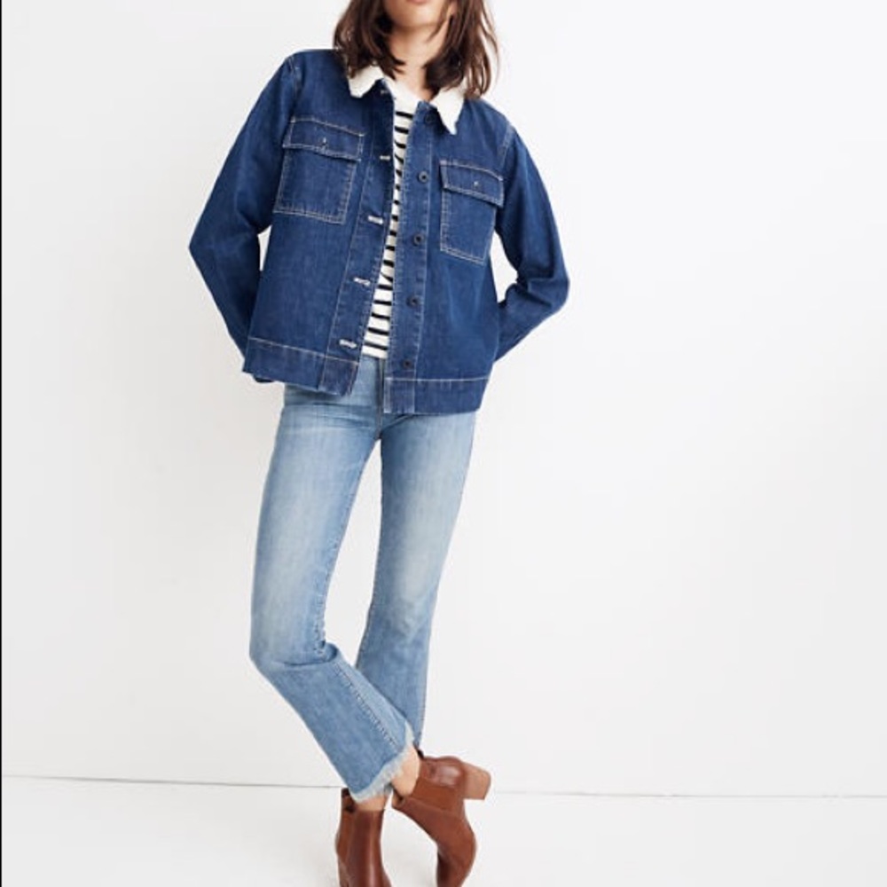 MADEWELL DenimNorthward Cropped ArmyJacket Sherpa